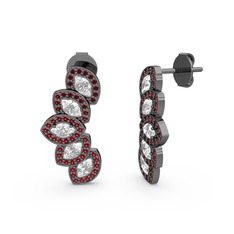 Lisa Mekik Küpe - Garnet ve swarovski 925 ayar siyah rodyum kaplama gümüş küpe #9wcpzt