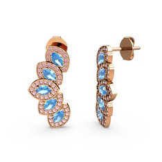 Lisa Mekik Küpe - Pembe kuvars ve akuamarin 14 ayar rose altın küpe #cazzn8