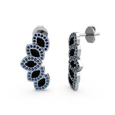 Lisa Mekik Küpe - Lab safir ve siyah zirkon 14 ayar beyaz altın küpe #de5d0i