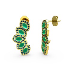 Lisa Mekik Küpe - Lab safir ve kök zümrüt 14 ayar altın küpe #dne3mj