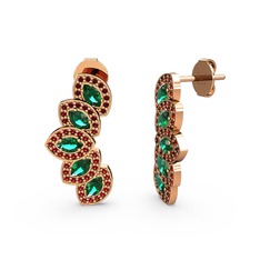 Garnet ve yeşil kuvars 925 ayar rose altın kaplama gümüş küpe