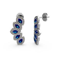 Lisa Mekik Küpe - Dumanlı kuvars ve lab safir 14 ayar beyaz altın küpe #dwaskj