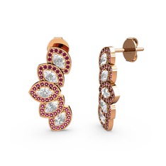 Rodolit garnet ve swarovski 18 ayar rose altın küpe