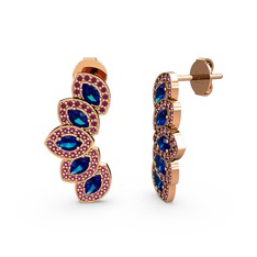 Rodolit garnet ve lab safir 8 ayar rose altın küpe