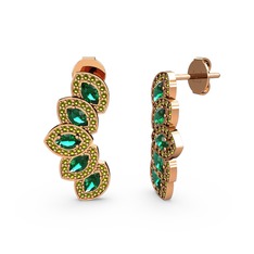 Peridot ve yeşil kuvars 925 ayar rose altın kaplama gümüş küpe