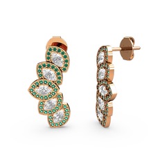 Lisa Mekik Küpe - Yeşil kuvars ve beyaz zirkon 8 ayar rose altın küpe #kjycfm