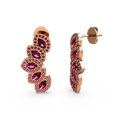 Lisa Mekik Küpe - Rodolit garnet 18 ayar rose altın küpe #ldvoib