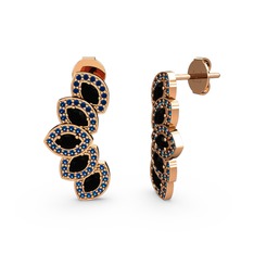 Lisa Mekik Küpe - Lab safir ve siyah zirkon 18 ayar rose altın küpe #lwp9cv