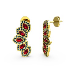 Lisa Mekik Küpe - Lab safir ve garnet 14 ayar altın küpe #mf8fyl