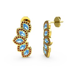 Lisa Mekik Küpe - Garnet ve akuamarin 925 ayar altın kaplama gümüş küpe #nfu4cl