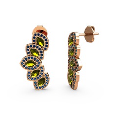 Lisa Mekik Küpe - Lab safir ve peridot 14 ayar rose altın küpe #nnoqs4