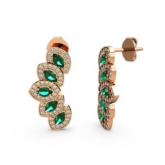 Lisa Mekik Küpe - Swarovski ve yeşil kuvars 14 ayar rose altın küpe #nup607