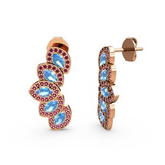 Rodolit garnet ve akuamarin 18 ayar rose altın küpe