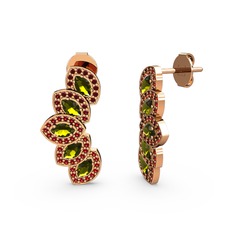 Lisa Mekik Küpe - Garnet ve peridot 8 ayar rose altın küpe #s7cyas
