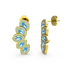 Lisa Mekik Küpe - Akuamarin 8 ayar altın küpe #sv4sqn