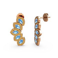 Lisa Mekik Küpe - Sitrin ve akuamarin 8 ayar rose altın küpe #sydd8u