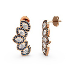 Lisa Mekik Küpe - Lab safir ve swarovski 18 ayar rose altın küpe #uih8us