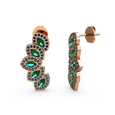 Lisa Mekik Küpe - Lab safir ve yeşil kuvars 925 ayar rose altın kaplama gümüş küpe #vsb6j9