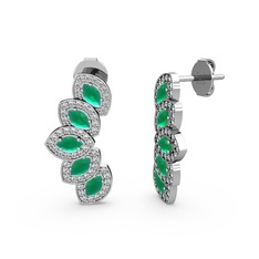 Lisa Mekik Küpe - Swarovski ve kök zümrüt 8 ayar beyaz altın küpe #ww8jf0