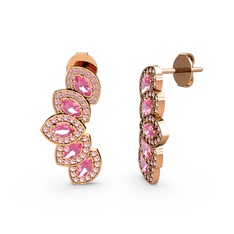 Lisa Mekik Küpe - Pembe kuvars 8 ayar rose altın küpe #xc6wcp