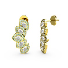 Lisa Mekik Küpe - Akuamarin ve swarovski 14 ayar altın küpe #xfhfa7