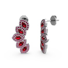 Lisa Mekik Küpe - Rodolit garnet ve garnet 18 ayar beyaz altın küpe #xl8rs1
