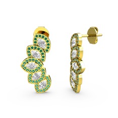 Yeşil kuvars ve swarovski 8 ayar altın küpe