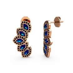 Lisa Mekik Küpe - Siyah zirkon ve lab safir 925 ayar rose altın kaplama gümüş küpe #yyn1p2