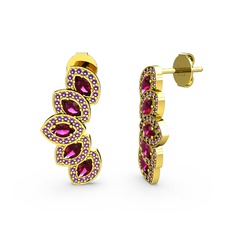 Lisa Mekik Küpe - Ametist ve rodolit garnet 18 ayar altın küpe #zjfye6