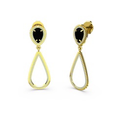 Elvin Damla Küpe - Akuamarin ve siyah zirkon 925 ayar altın kaplama gümüş küpe #119sdwe