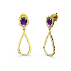 Swarovski ve ametist 8 ayar altın küpe