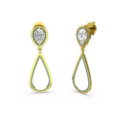 Lab safir ve beyaz zirkon 925 ayar altın kaplama gümüş küpe