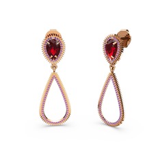 Ametist ve garnet 18 ayar rose altın küpe