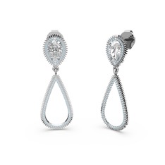 Akuamarin ve swarovski 8 ayar beyaz altın küpe
