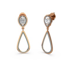 Elvin Damla Küpe - Lab safir ve swarovski 18 ayar rose altın küpe #14inidi