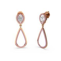 Ametist ve swarovski 18 ayar rose altın küpe