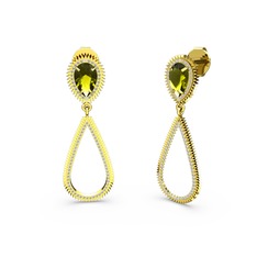Swarovski ve peridot 8 ayar altın küpe