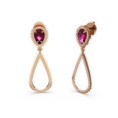 Elvin Damla Küpe - Swarovski ve rodolit garnet 8 ayar rose altın küpe #17i8z71