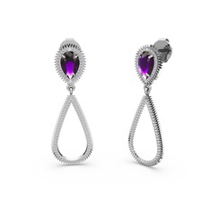 Elvin Damla Küpe - Swarovski ve ametist 8 ayar beyaz altın küpe #17rf9p0