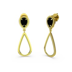 Peridot ve siyah zirkon 18 ayar altın küpe