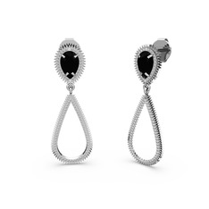 Elvin Damla Küpe - Pırlanta ve siyah zirkon 925 ayar gümüş küpe (1.9536 karat) #19ohajx