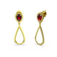 Peridot ve garnet 925 ayar altın kaplama gümüş küpe