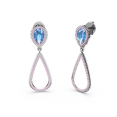 Elvin Damla Küpe - Pembe kuvars ve akuamarin 8 ayar beyaz altın küpe #1be9iub