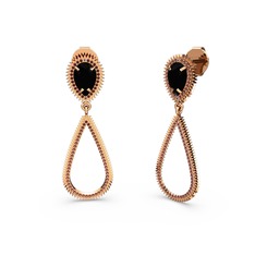 Elvin Damla Küpe - Garnet ve siyah zirkon 925 ayar rose altın kaplama gümüş küpe #1c95nfb