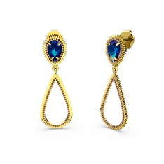 Garnet ve lab safir 14 ayar altın küpe