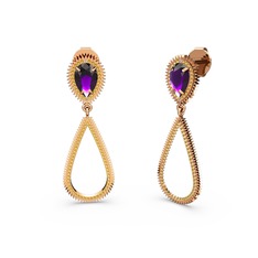 Elvin Damla Küpe - Sitrin ve ametist 925 ayar rose altın kaplama gümüş küpe #1d82q84