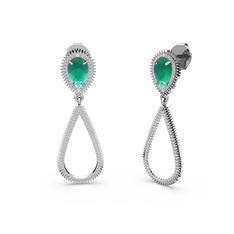 Elvin Damla Küpe - Swarovski ve kök zümrüt 925 ayar gümüş küpe #1fgi6ic