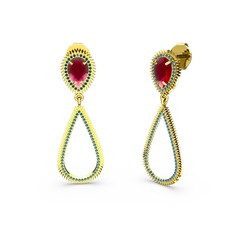 Elvin Damla Küpe - Lab safir ve kök yakut 8 ayar altın küpe #1garru4