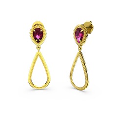 Sitrin ve rodolit garnet 18 ayar altın küpe