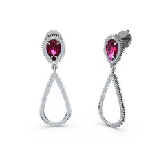 Akuamarin ve rodolit garnet 14 ayar beyaz altın küpe